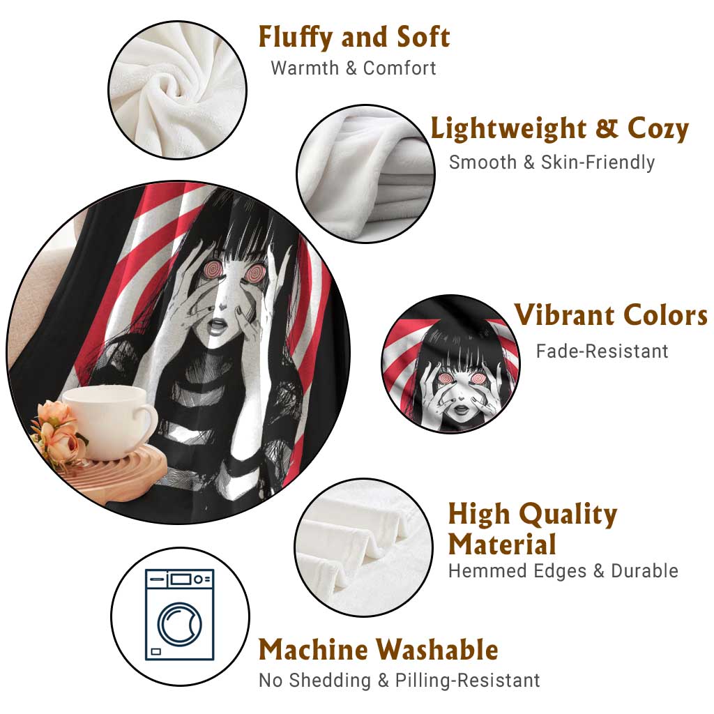 Horror Anime Manga Creepy Goth Japanese Girl Throw Blanket TS11 Print Your Wear