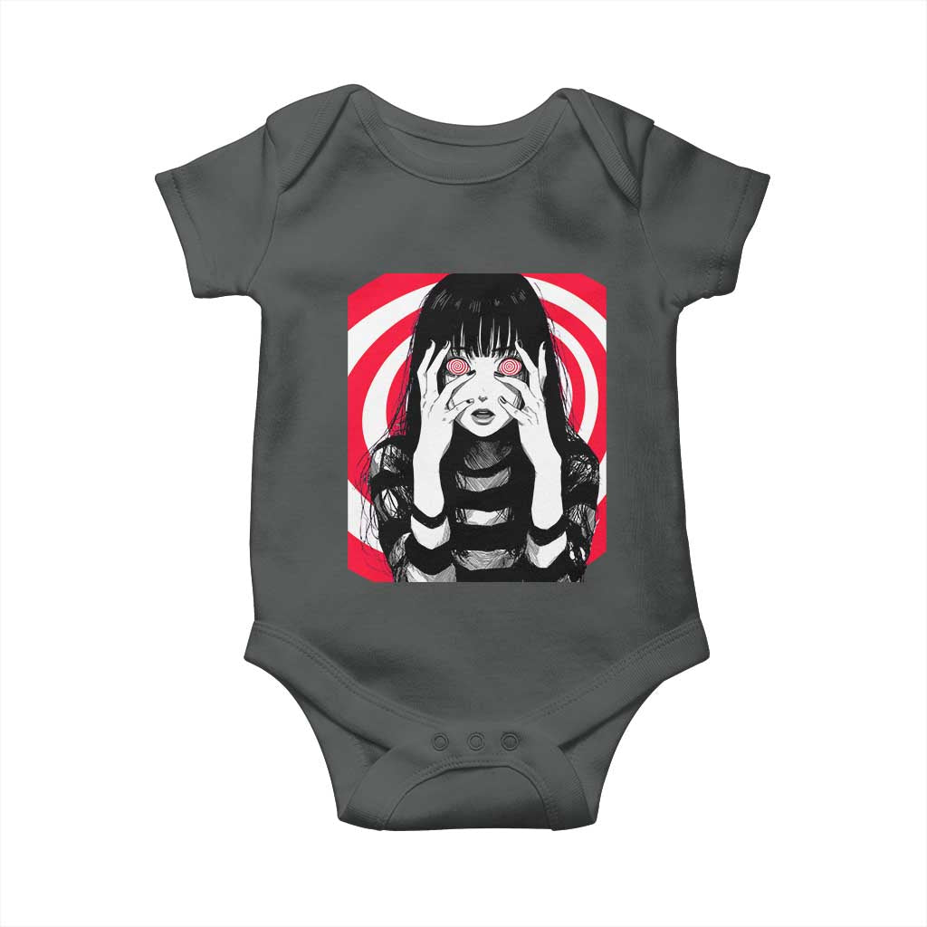 Horror Anime Manga Creepy Goth Japanese Girl Baby Onesie TS11 Dark Heather Print Your Wear