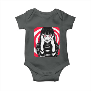 Horror Anime Manga Creepy Goth Japanese Girl Baby Onesie TS11 Dark Heather Print Your Wear