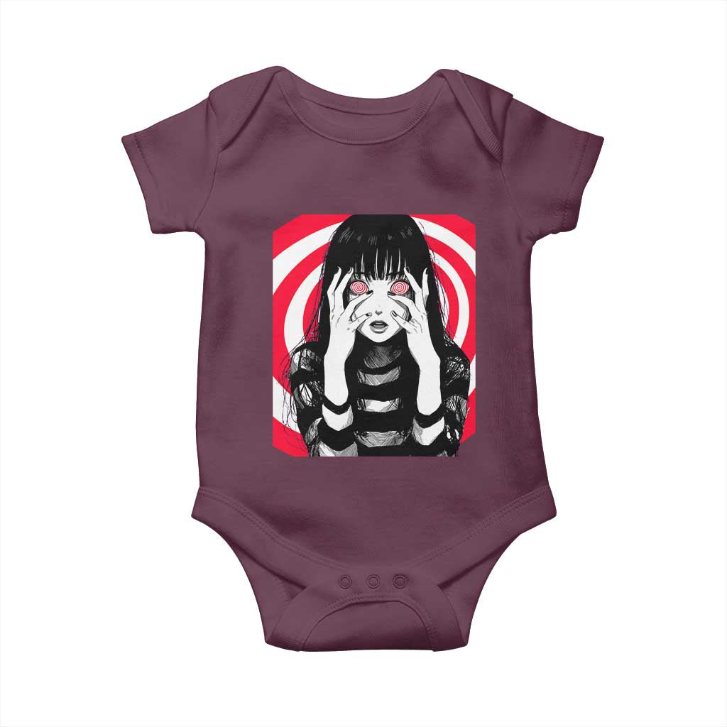 Horror Anime Manga Creepy Goth Japanese Girl Baby Onesie TS11 Maroon Print Your Wear