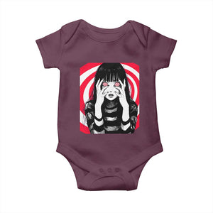 Horror Anime Manga Creepy Goth Japanese Girl Baby Onesie TS11 Maroon Print Your Wear