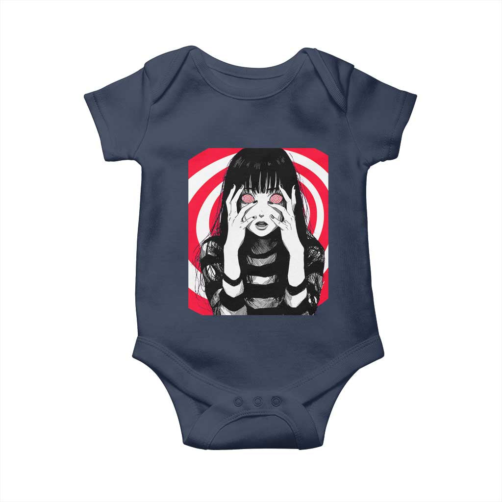 Horror Anime Manga Creepy Goth Japanese Girl Baby Onesie TS11 Navy Print Your Wear