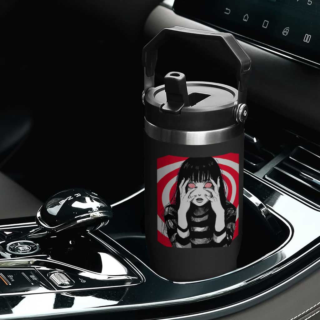 Horror Anime Manga Creepy Goth Japanese Girl Flip Straw Tumbler TS11 Print Your Wear