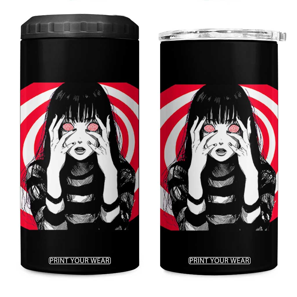 Horror Anime Manga Creepy Goth Japanese Girl 4 in 1 Can Cooler Tumbler TS11 One Size: 16 oz Black Print Your Wear