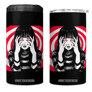 Horror Anime Manga Creepy Goth Japanese Girl 4 in 1 Can Cooler Tumbler TS11 One Size: 16 oz Black Print Your Wear