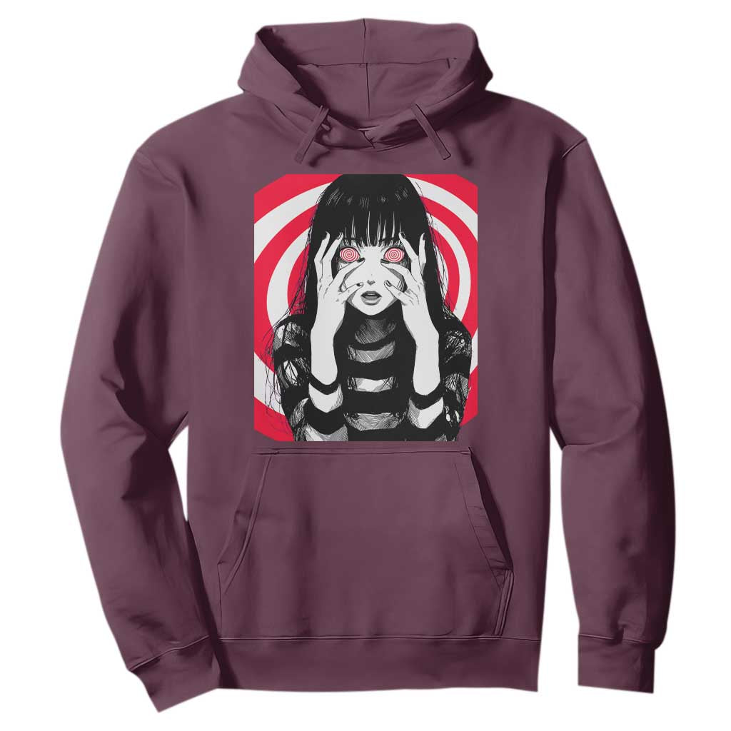 Horror Anime Manga Creepy Goth Japanese Girl Hoodie TS11 Maroon Print Your Wear