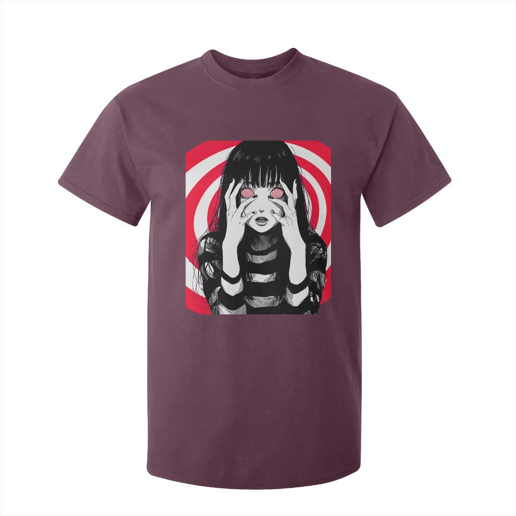 Horror Anime Manga Creepy Goth Japanese Girl T Shirt For Kid TS11 Maroon Print Your Wear
