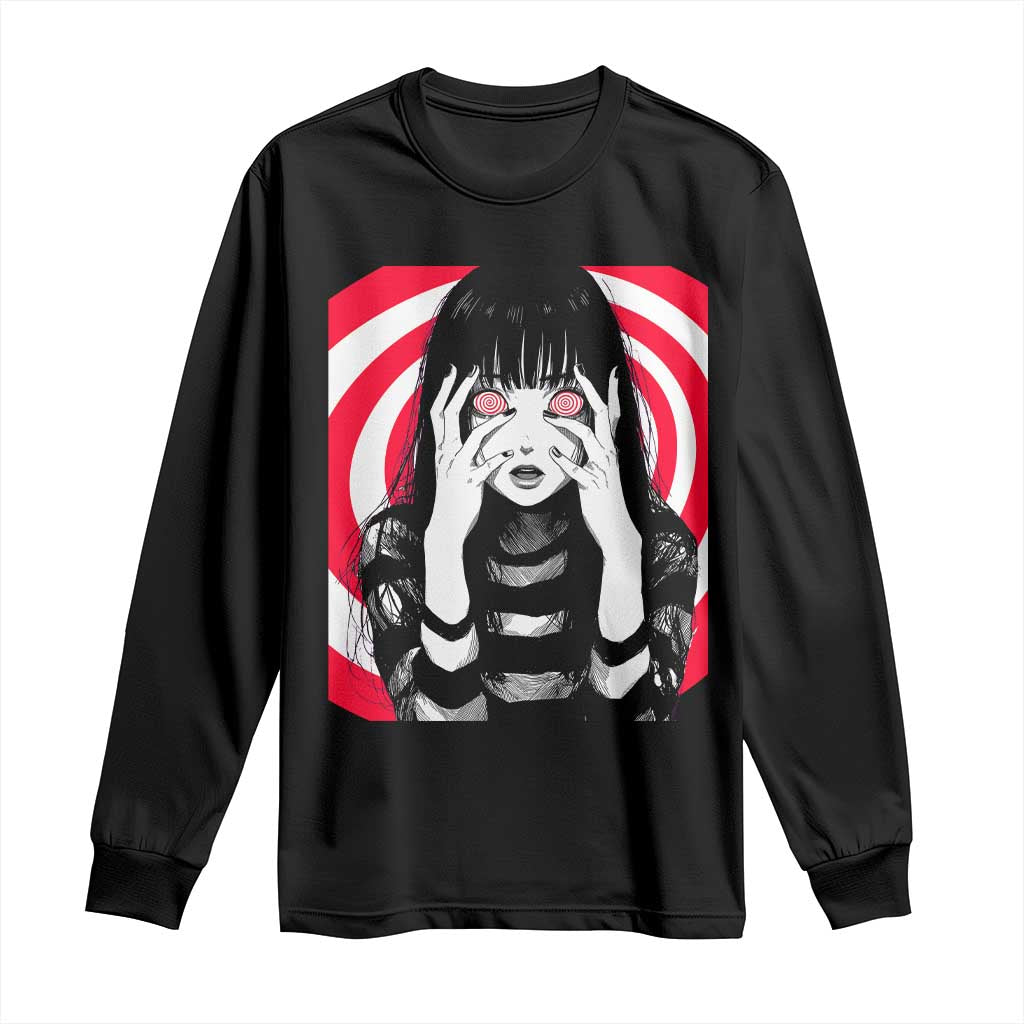 Horror Anime Manga Creepy Goth Japanese Girl Long Sleeve Shirt TS11 Black Print Your Wear