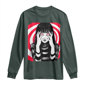 Horror Anime Manga Creepy Goth Japanese Girl Long Sleeve Shirt TS11 Dark Forest Green Print Your Wear