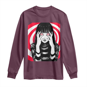 Horror Anime Manga Creepy Goth Japanese Girl Long Sleeve Shirt TS11 Maroon Print Your Wear