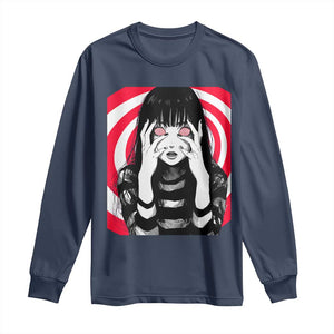 Horror Anime Manga Creepy Goth Japanese Girl Long Sleeve Shirt TS11 Navy Print Your Wear