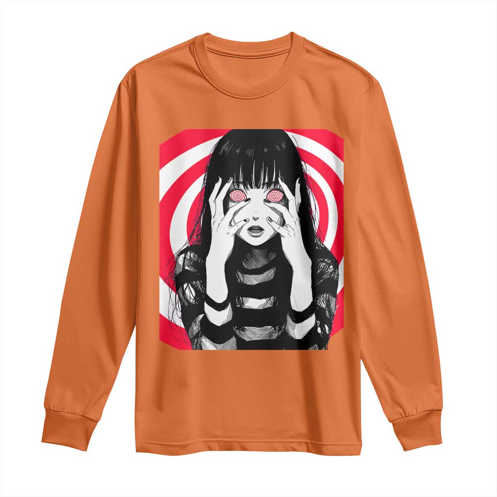 Horror Anime Manga Creepy Goth Japanese Girl Long Sleeve Shirt TS11 Orange Print Your Wear