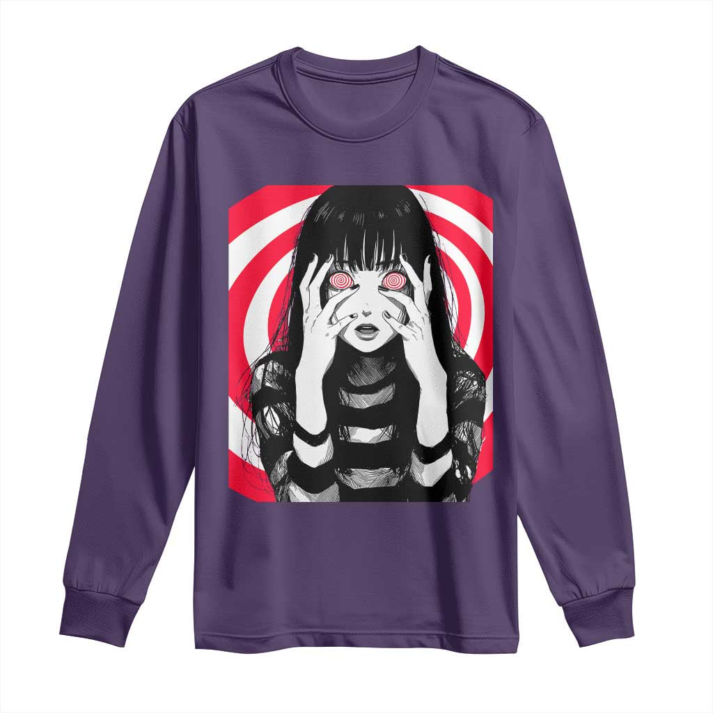 Horror Anime Manga Creepy Goth Japanese Girl Long Sleeve Shirt TS11 Purple Print Your Wear