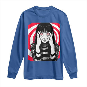 Horror Anime Manga Creepy Goth Japanese Girl Long Sleeve Shirt TS11 Royal Blue Print Your Wear