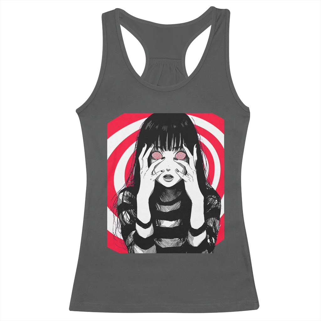 Horror Anime Manga Creepy Goth Japanese Girl Racerback Tank Top TS11 Dark Heather Print Your Wear