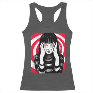 Horror Anime Manga Creepy Goth Japanese Girl Racerback Tank Top TS11 Dark Heather Print Your Wear
