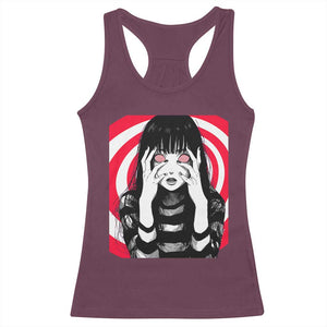 Horror Anime Manga Creepy Goth Japanese Girl Racerback Tank Top TS11 Maroon Print Your Wear