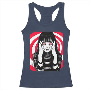 Horror Anime Manga Creepy Goth Japanese Girl Racerback Tank Top TS11 Navy Print Your Wear