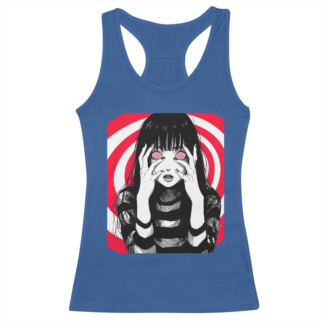Horror Anime Manga Creepy Goth Japanese Girl Racerback Tank Top TS11 Royal Blue Print Your Wear