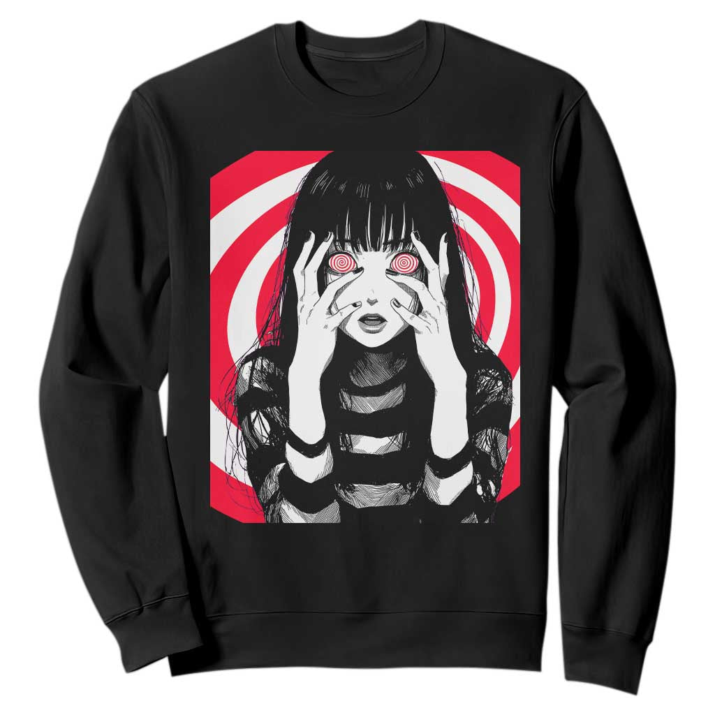 Horror Anime Manga Creepy Goth Japanese Girl Sweatshirt TS11 Black Print Your Wear