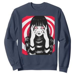Horror Anime Manga Creepy Goth Japanese Girl Sweatshirt TS11 Navy Print Your Wear