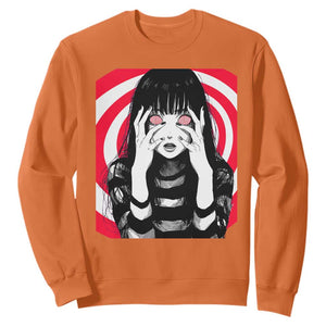 Horror Anime Manga Creepy Goth Japanese Girl Sweatshirt TS11 Orange Print Your Wear