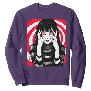 Horror Anime Manga Creepy Goth Japanese Girl Sweatshirt TS11 Purple Print Your Wear