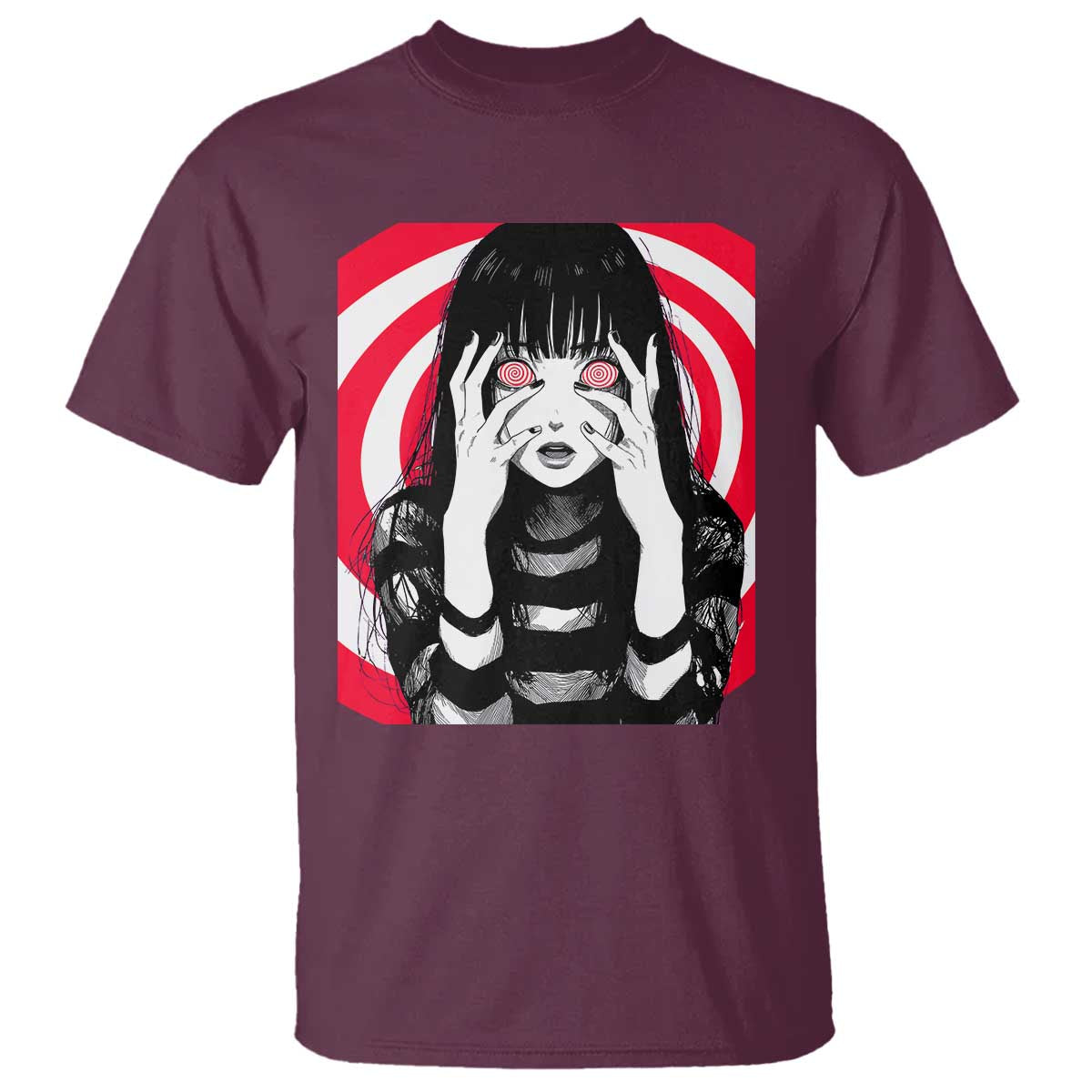 Horror Anime Manga Creepy Goth Japanese Girl T Shirt TS11 Maroon Print Your Wear