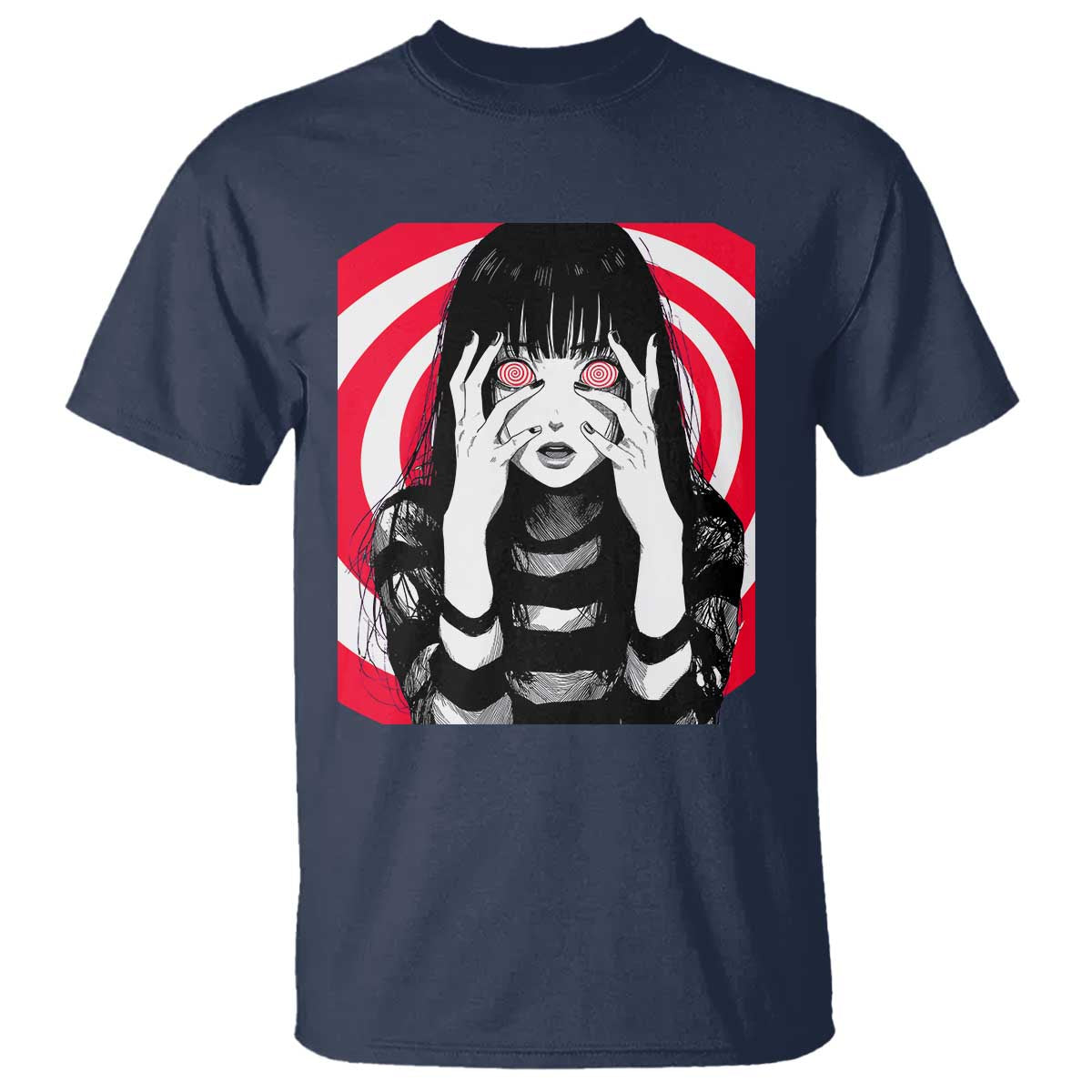 Horror Anime Manga Creepy Goth Japanese Girl T Shirt TS11 Navy Print Your Wear