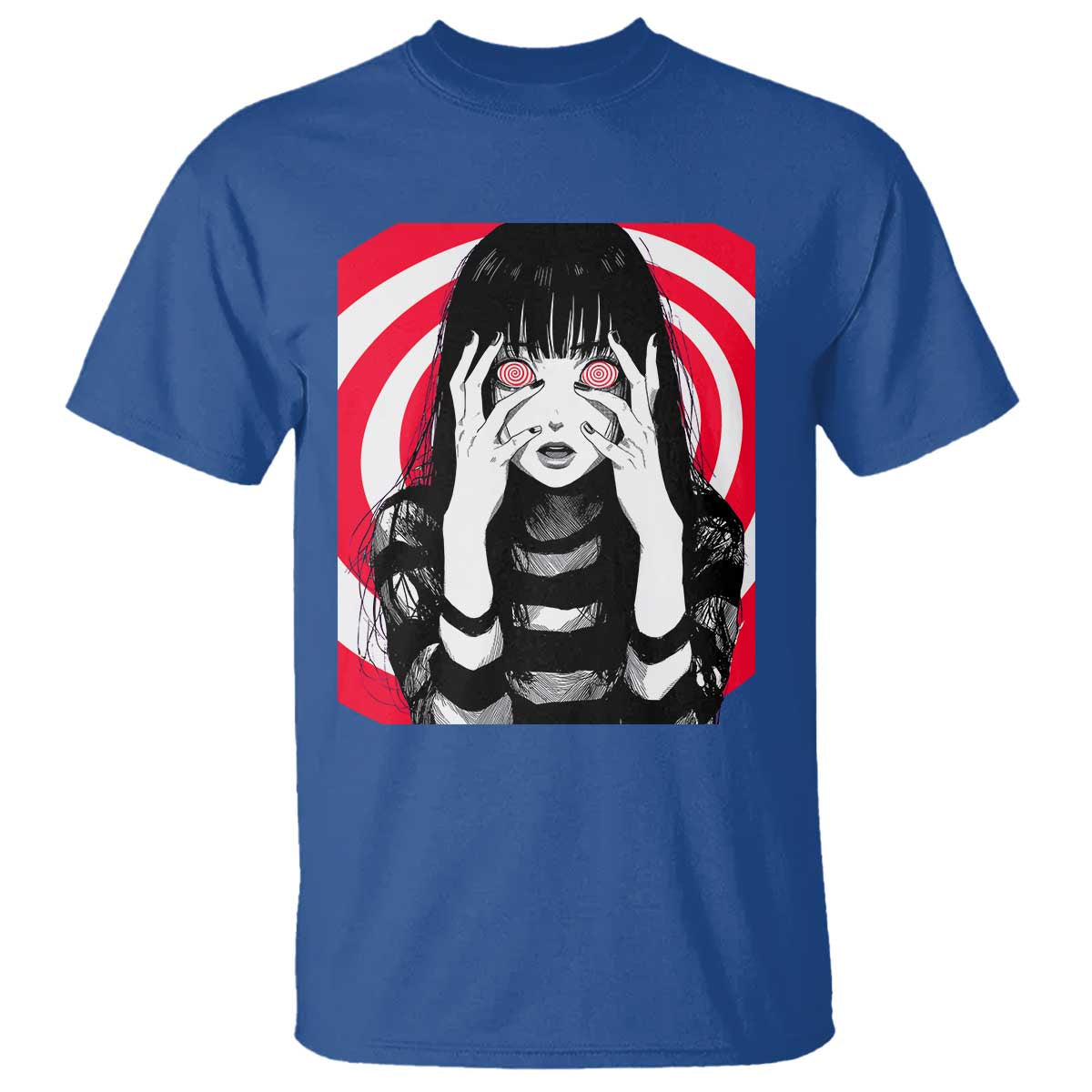 Horror Anime Manga Creepy Goth Japanese Girl T Shirt TS11 Royal Blue Print Your Wear