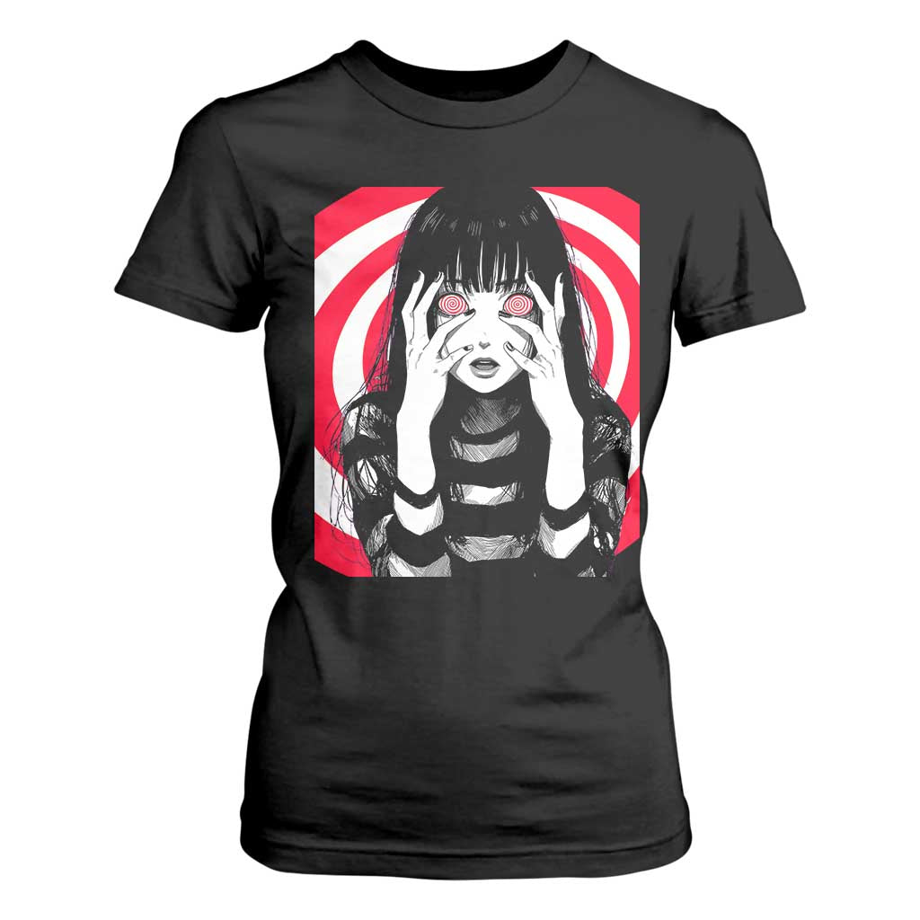 Horror Anime Manga Creepy Goth Japanese Girl T Shirt For Women TS11 Black Print Your Wear