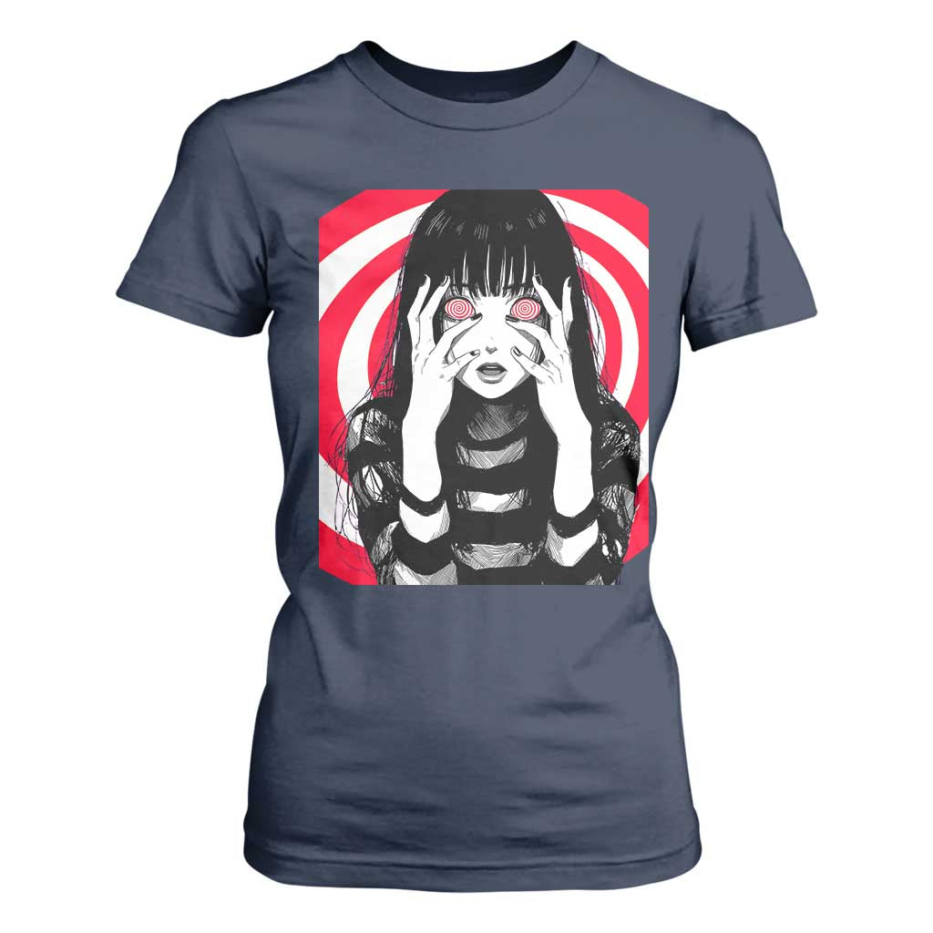 Horror Anime Manga Creepy Goth Japanese Girl T Shirt For Women TS11 Navy Print Your Wear