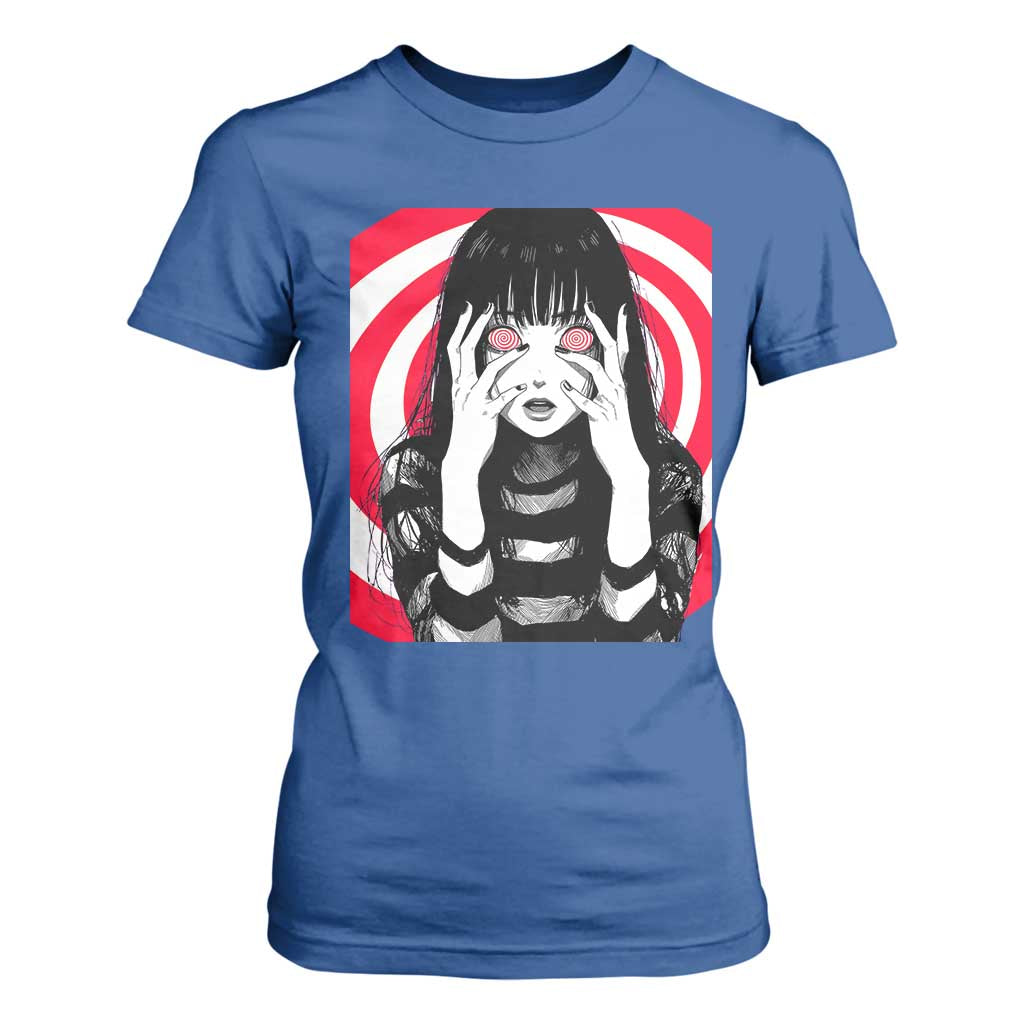Horror Anime Manga Creepy Goth Japanese Girl T Shirt For Women TS11 Royal Blue Print Your Wear