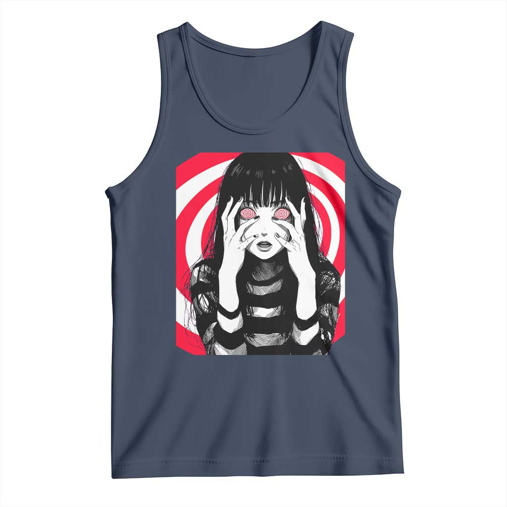 Horror Anime Manga Creepy Goth Japanese Girl Tank Top TS11 Navy Print Your Wear