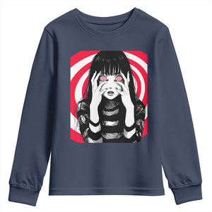 Horror Anime Manga Creepy Goth Japanese Girl Youth Sweatshirt TS11 Navy Print Your Wear