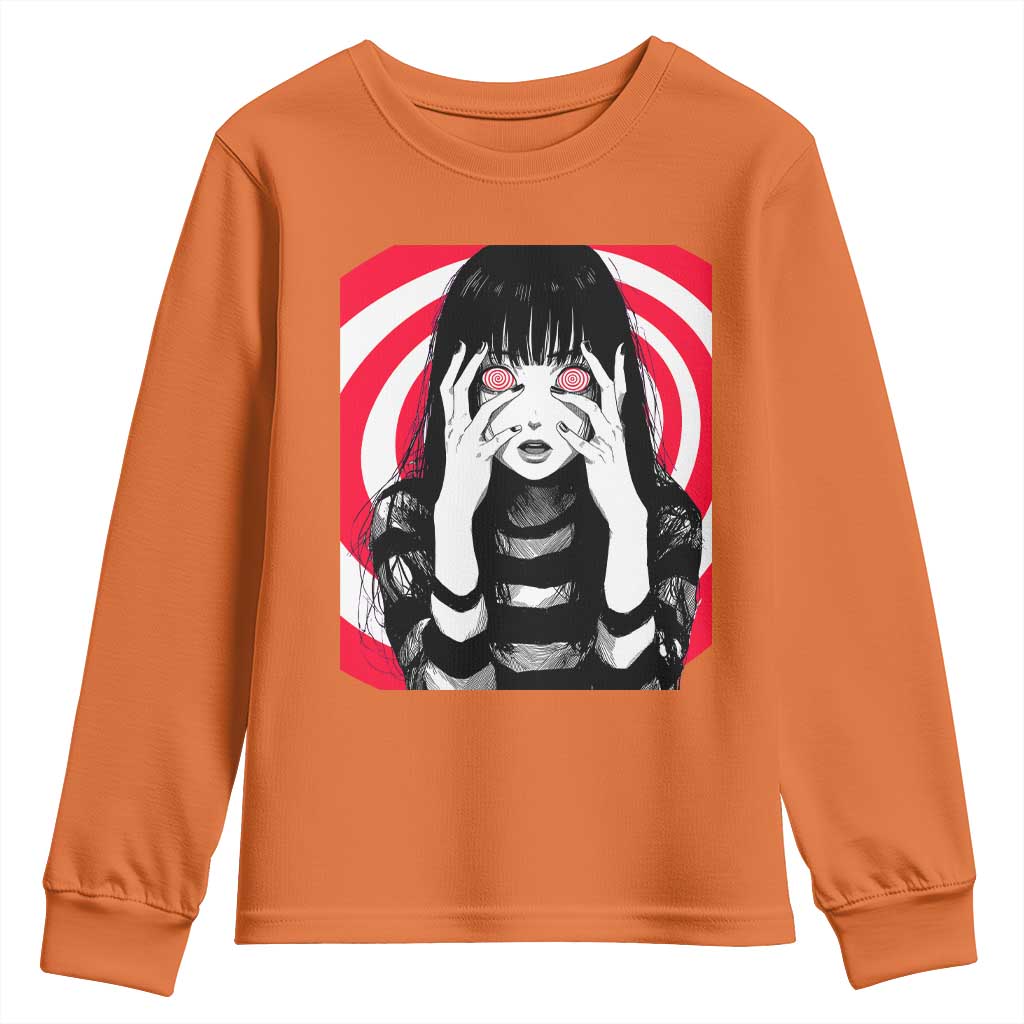 Horror Anime Manga Creepy Goth Japanese Girl Youth Sweatshirt TS11 Orange Print Your Wear
