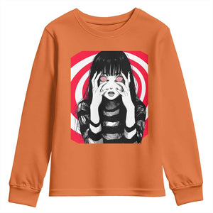Horror Anime Manga Creepy Goth Japanese Girl Youth Sweatshirt TS11 Orange Print Your Wear