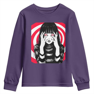 Horror Anime Manga Creepy Goth Japanese Girl Youth Sweatshirt TS11 Purple Print Your Wear