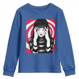 Horror Anime Manga Creepy Goth Japanese Girl Youth Sweatshirt TS11 Royal Blue Print Your Wear