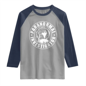Paranormal Investigator Ghost Hunting Raglan Shirt EVP Halloween TS11 Sport Gray Navy Print Your Wear