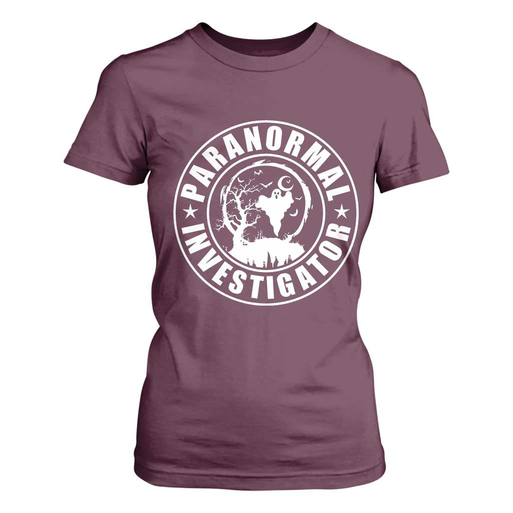 Paranormal Investigator Ghost Hunting T Shirt For Women EVP Halloween TS11 Maroon Print Your Wear