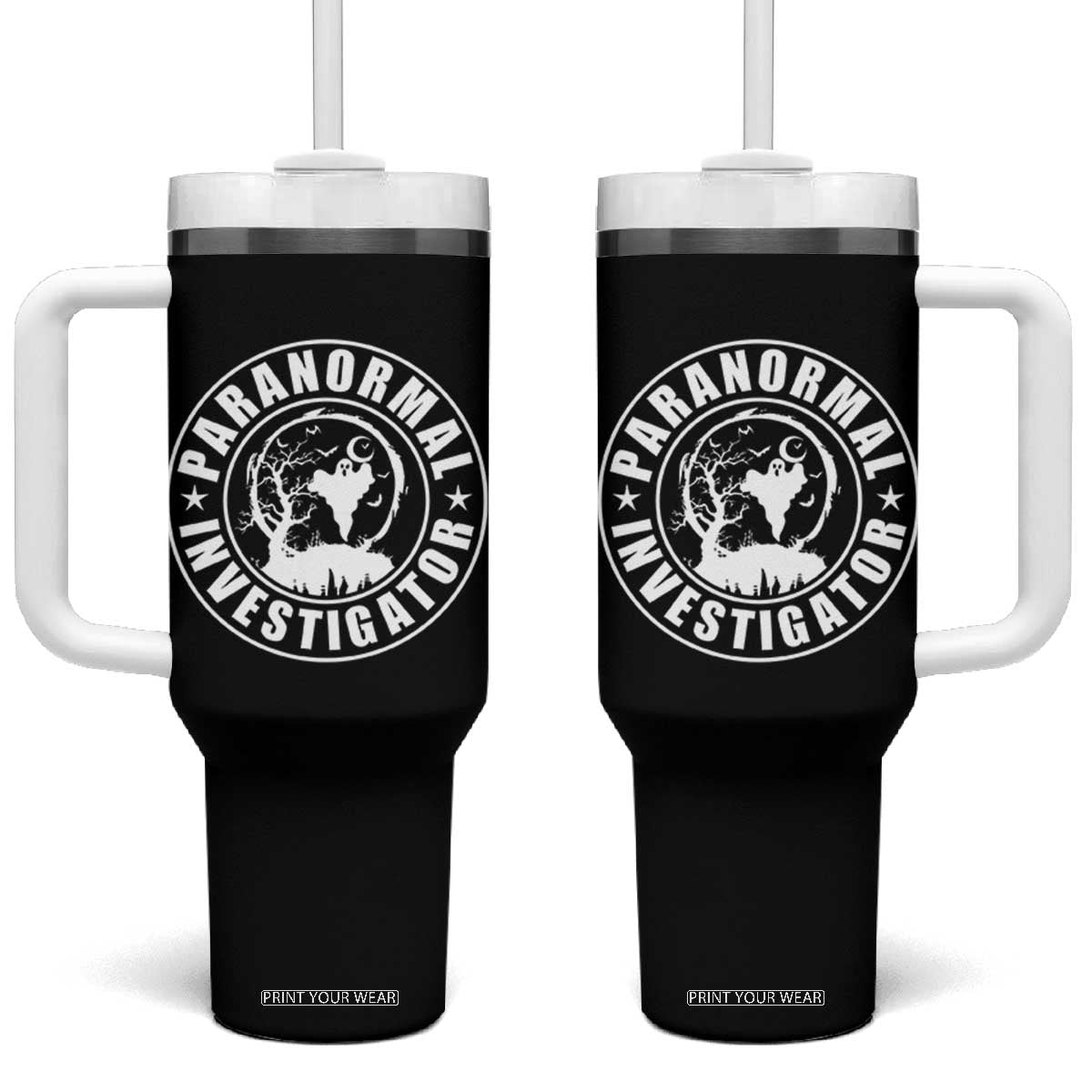 Paranormal Investigator Ghost Hunting Tumbler With Handle EVP Halloween TS11 One Size: 40 oz Black Print Your Wear
