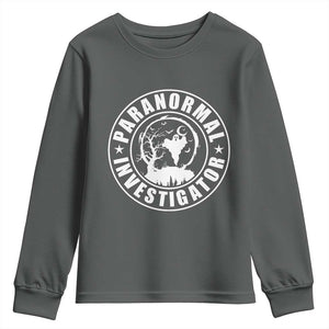 Paranormal Investigator Ghost Hunting Youth Sweatshirt EVP Halloween TS11 Dark Heather Print Your Wear