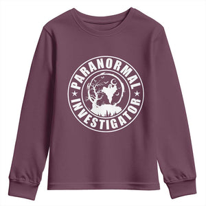 Paranormal Investigator Ghost Hunting Youth Sweatshirt EVP Halloween TS11 Maroon Print Your Wear