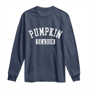 Pumpkin Season Long Sleeve Shirt Fall Harvest Season Thanksgiving TS11 Navy Print Your Wear