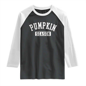 Pumpkin Season Raglan Shirt Fall Harvest Season Thanksgiving TS11 Black White Print Your Wear