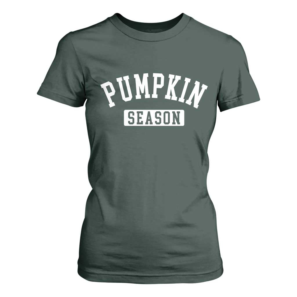 Pumpkin Season T Shirt For Women Fall Harvest Season Thanksgiving TS11 Dark Forest Green Print Your Wear