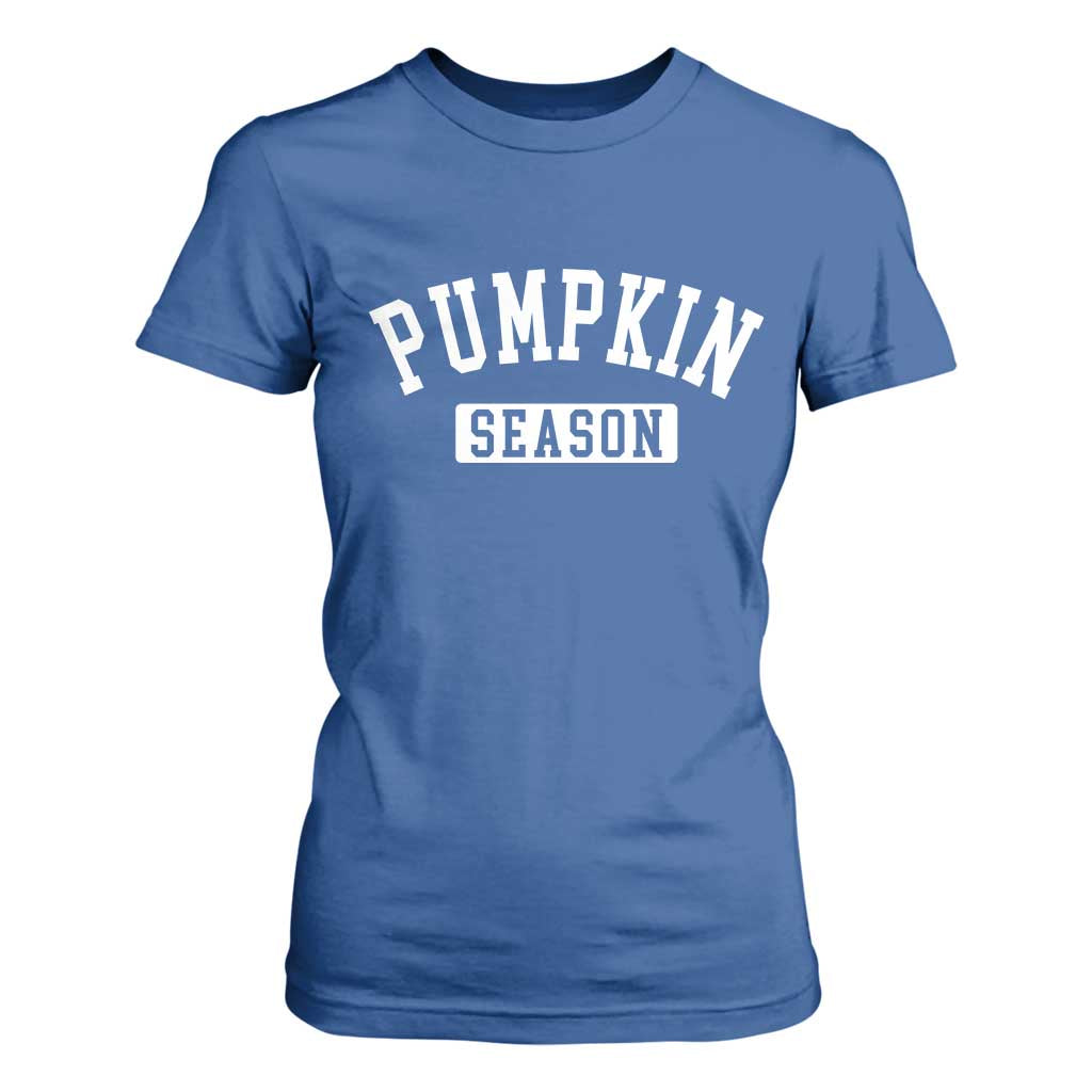 Pumpkin Season T Shirt For Women Fall Harvest Season Thanksgiving TS11 Royal Blue Print Your Wear