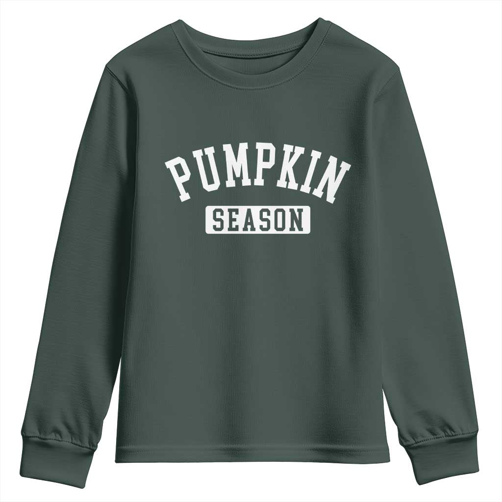 Pumpkin Season Youth Sweatshirt Fall Harvest Season Thanksgiving TS11 Dark Forest Green Print Your Wear