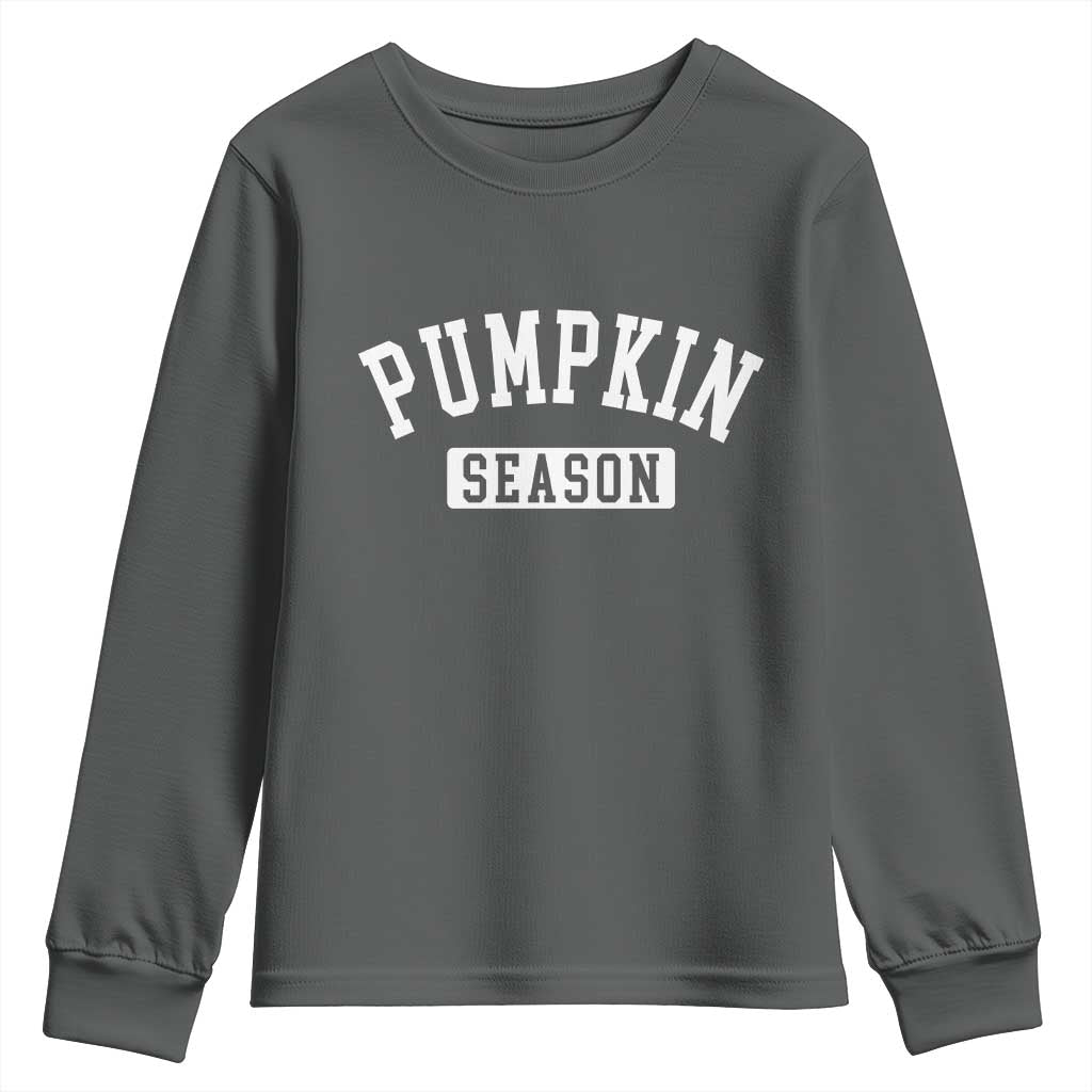 Pumpkin Season Youth Sweatshirt Fall Harvest Season Thanksgiving TS11 Dark Heather Print Your Wear